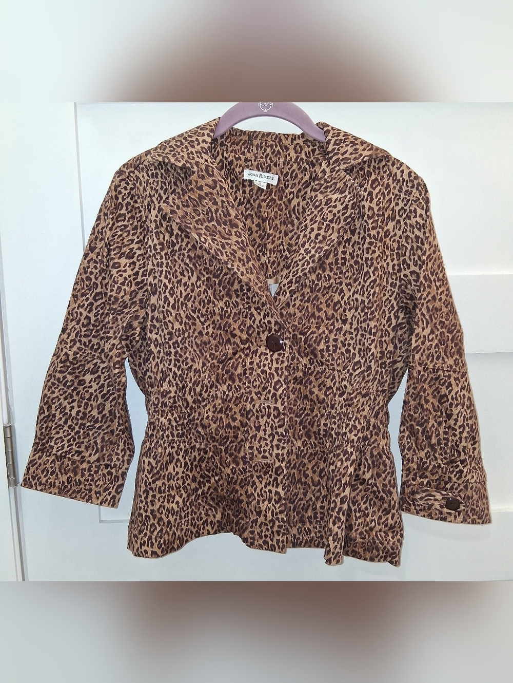 Joan Rivers Fitted Women's Brown/Tan Leopard/Cheetah Print Jacket-Small